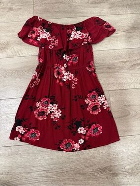 No Boundaries Burgundy Floral Off-Shoulder Dress